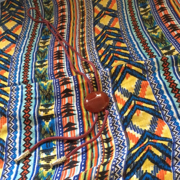 Jewelry - Western Style Bolero Cord Necklace W/Glass Stone